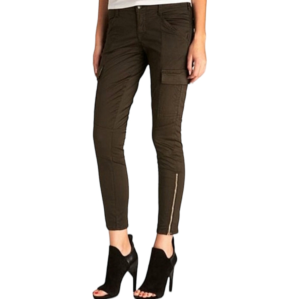 J Brand Houlihan Cargo Moto Pants Women's Sz 30 Greenish-Brown